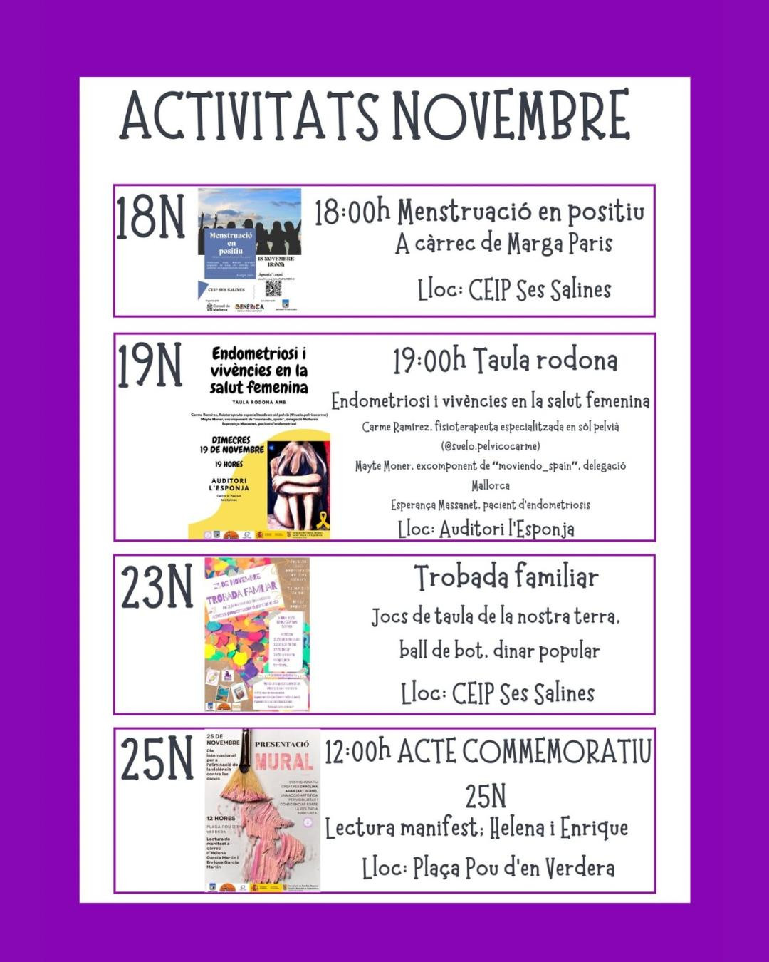 ROGRAMA D’ACTIVITATS NOVEMBRE ses salines
